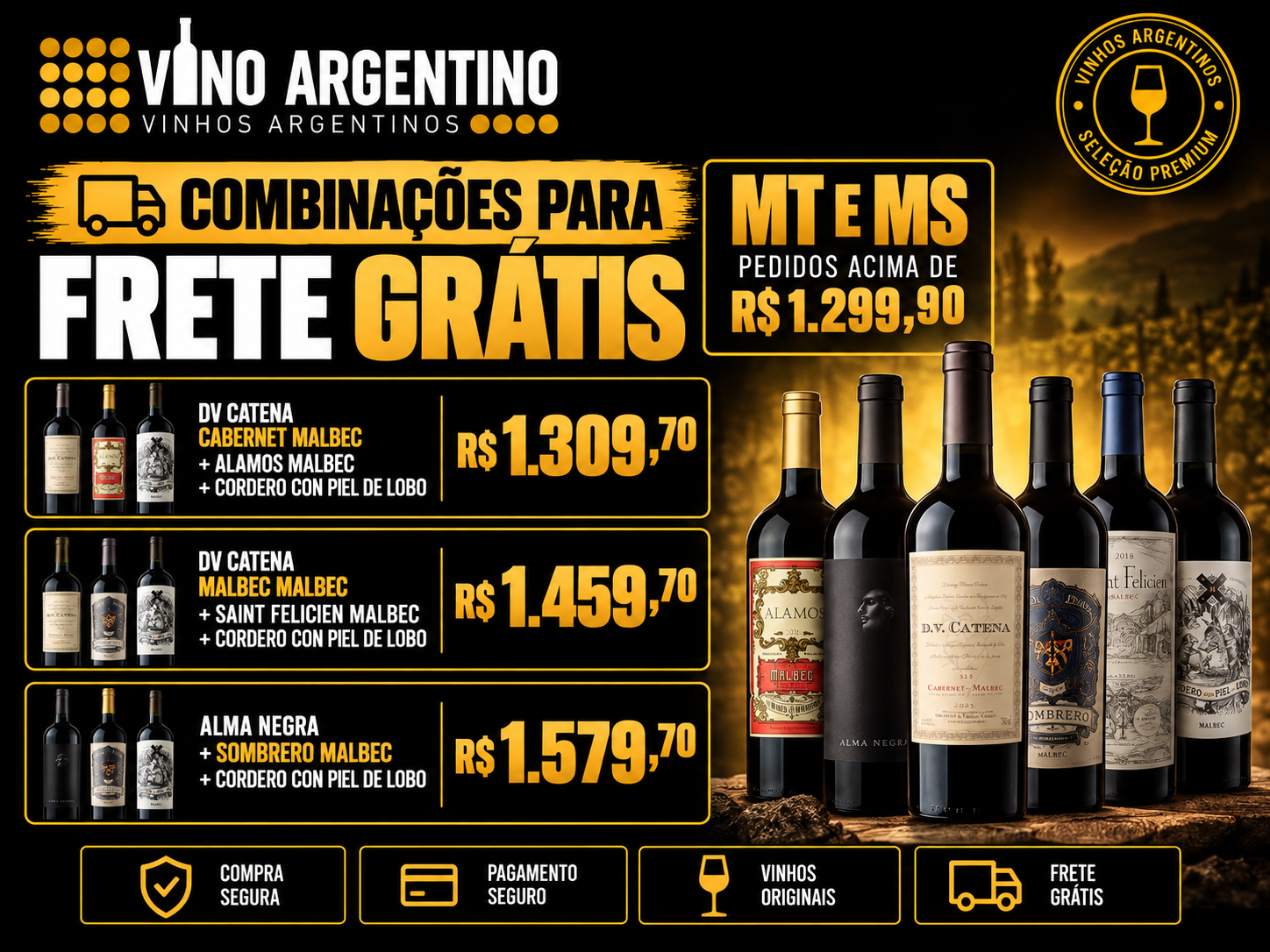 Frete Grátis Vino